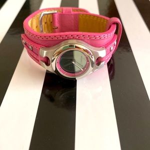 Pink fossil wrist watch